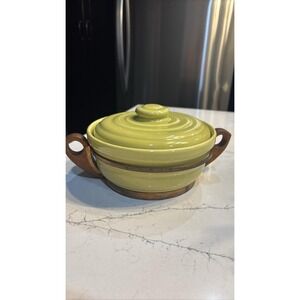 Bauer Monterey Moderne Chartreuse Covered Casserole Wood Stand MCM